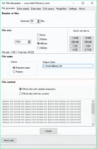 Quickly generate large test files in Windows