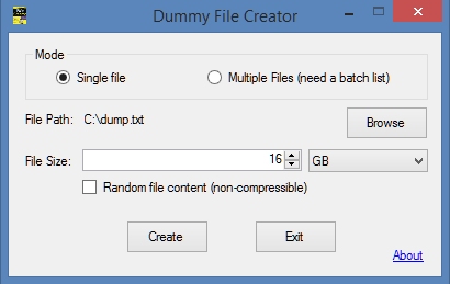 Quickly generate large test files in Windows